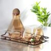 Glass Hexagonal Electroplated Colorful Cold Water Kettle Juice Pot Set Direct Drinking European Style Household Beverages No