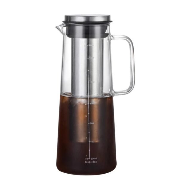 Slender Fashionable High Borosilicate Glass Coffee Pot Cold Kettle Stainless Steel Filter Large Capacity Exquisite Design