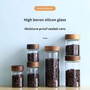Wholesale Modern Simple Kitchen Storage Sealed Air-Tight High Borosilicate Heat-Resistant Microwave Safe Glass Jar Acacia Cover