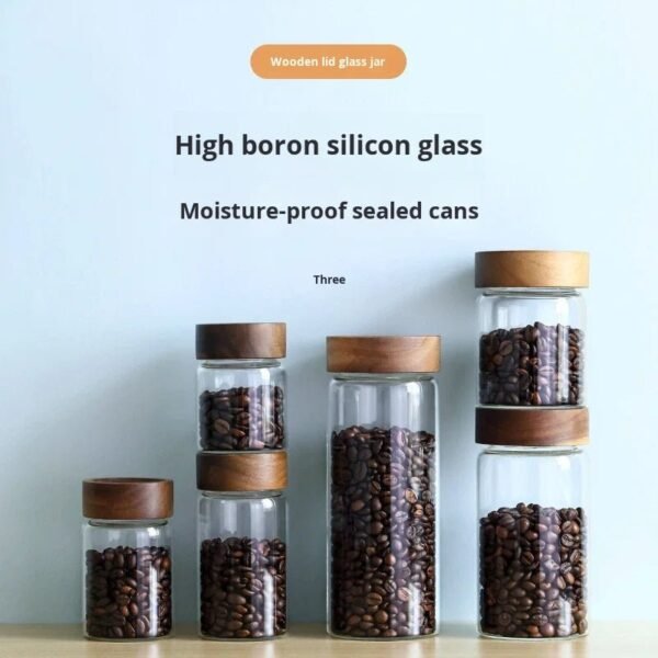 Wholesale Modern Simple Kitchen Storage Sealed Air-Tight High Borosilicate Heat-Resistant Microwave Safe Glass Jar Acacia Cover