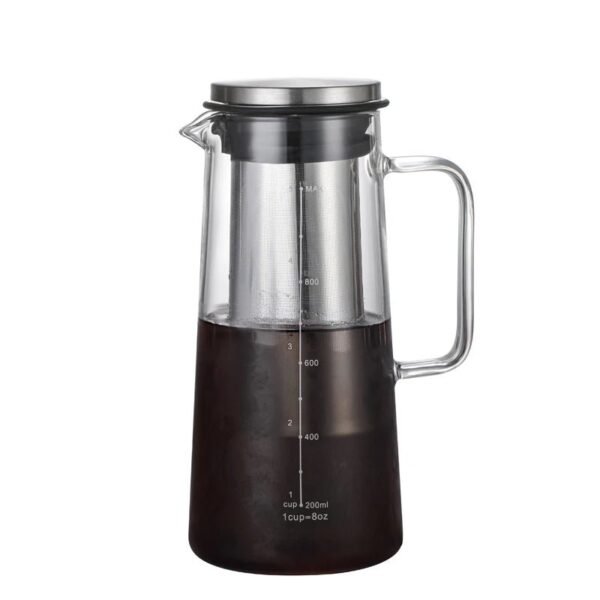 Slender Fashionable High Borosilicate Glass Coffee Pot Cold Kettle Stainless Steel Filter Large Capacity Exquisite Design