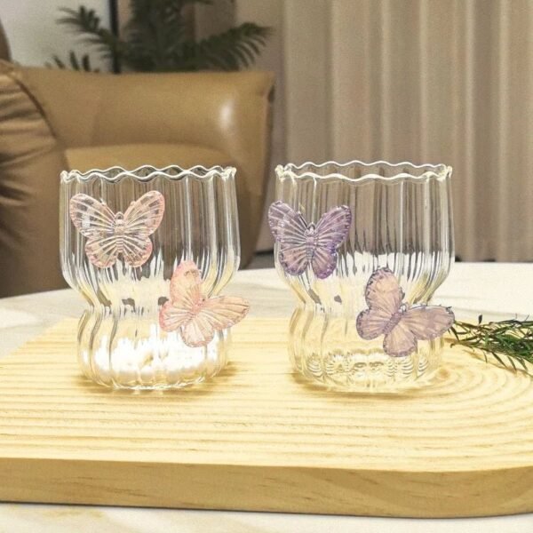 H1b76616cdbf7461b83252ae653c569763.jpg Handmade 3D Butterfly Petal-Shape Borosilicate Glass Mug High-Temperature Resistant Solid Color Single-Layer Creative Coffee