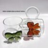 Bow Borosilicate Glass Heat-Resistant Large-Capacity Cartoon Animal Design Handle Lid Animal Cup Single-layer for Parties