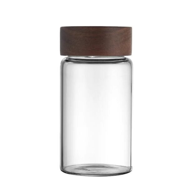 Wholesale Modern Simple Kitchen Storage Sealed Air-Tight High Borosilicate Heat-Resistant Microwave Safe Glass Jar Acacia Cover
