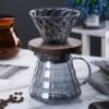 Factory Outlet Smoke Gray Stripe Coffee Maker Drip Iimited Hot Coffee Dripper Style Server Kettle 600ml Coffee Pot