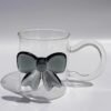 Bow Borosilicate Glass Heat-Resistant Large-Capacity Cartoon Animal Design Handle Lid Animal Cup Single-layer for Parties