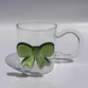 Bow Borosilicate Glass Heat-Resistant Large-Capacity Cartoon Animal Design Handle Lid Animal Cup Single-layer for Parties