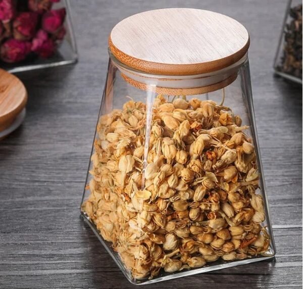 Borosilicate Glass Hand Made Transparent New Chinese Style Storage Jar Bamboo Lid Microwavable Airtight Eco-Friendly Food Grade