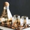 Glass Hexagonal Electroplated Colorful Cold Water Kettle Juice Pot Set Direct Drinking European Style Household Beverages No