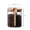 Glass Storage Jar with Wooden Lid Storage Bottles Kitchen Storage Tanks