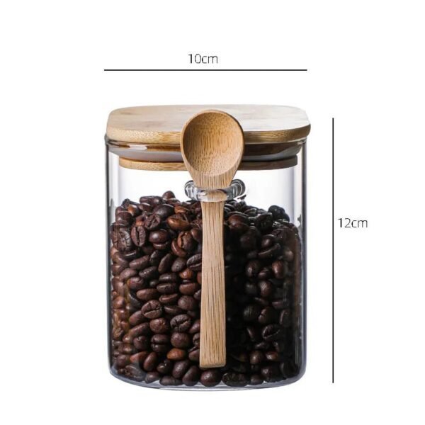 Glass Storage Jar with Wooden Lid Storage Bottles Kitchen Storage Tanks