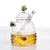 Wholesale Cheap Price Glass Honey Jars Dippers Lids 400ml Eco-Friendly Sustainable Bee-Shaped Microwavable Carton Packed Storage