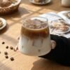 High Quality Custom Wholesale Glass Coffee Cup Japanese Minimalist Style Solid Color Round Shape Restaurant Use