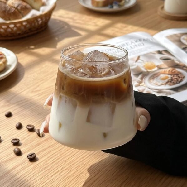 High Quality Custom Wholesale Glass Coffee Cup Japanese Minimalist Style Solid Color Round Shape Restaurant Use