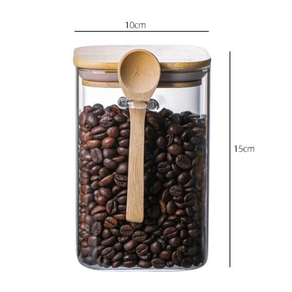 Glass Storage Jar with Wooden Lid Storage Bottles Kitchen Storage Tanks