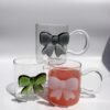 Bow Borosilicate Glass Heat-Resistant Large-Capacity Cartoon Animal Design Handle Lid Animal Cup Single-layer for Parties