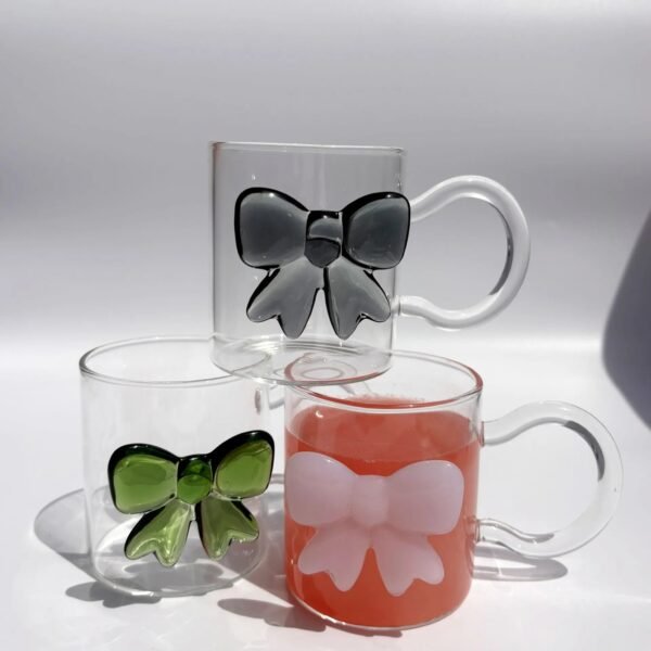 Bow Borosilicate Glass Heat-Resistant Large-Capacity Cartoon Animal Design Handle Lid Animal Cup Single-layer for Parties