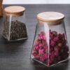 Borosilicate Glass Hand Made Transparent New Chinese Style Storage Jar Bamboo Lid Microwavable Airtight Eco-Friendly Food Grade