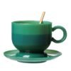 Nordic & Minimalist Style Green Jade Glass Coffee Cup Set and Saucer Heat Resistant for Home Office Bar Use