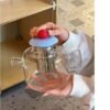 Refrigerator Cold Water Reusable Home Use Heat-Resistant Glass Large Capacity Food-Grade Transparent Minimalist Style Red/Pink