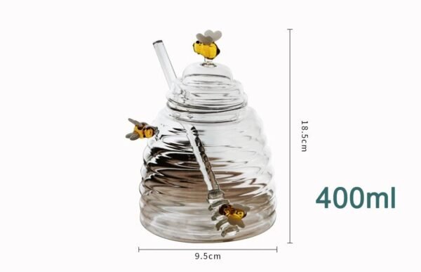 Wholesale Cheap Price Glass Honey Jars Dippers Lids 400ml Eco-Friendly Sustainable Bee-Shaped Microwavable Carton Packed Storage