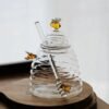 Wholesale Cheap Price Glass Honey Jars Dippers Lids 400ml Eco-Friendly Sustainable Bee-Shaped Microwavable Carton Packed Storage