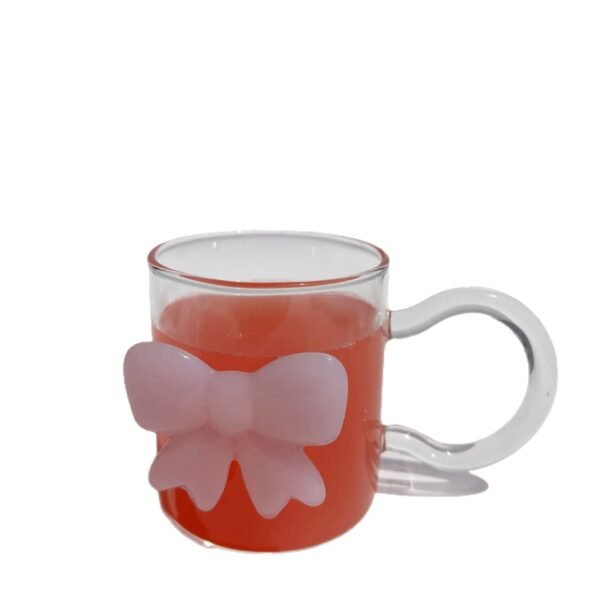 Bow Borosilicate Glass Heat-Resistant Large-Capacity Cartoon Animal Design Handle Lid Animal Cup Single-layer for Parties