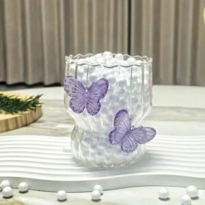 Handmade 3D Butterfly Petal-Shape Borosilicate Glass Mug High-Temperature Resistant Solid Color Single-Layer Creative Coffee