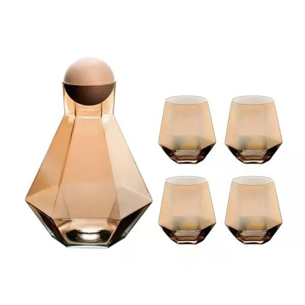 Glass Hexagonal Electroplated Colorful Cold Water Kettle Juice Pot Set Direct Drinking European Style Household Beverages No