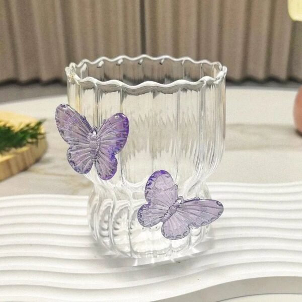 Hb9f79a2aef724a04b27d9111c72167d2d.jpg Handmade 3D Butterfly Petal-Shape Borosilicate Glass Mug High-Temperature Resistant Solid Color Single-Layer Creative Coffee