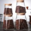 Borosilicate Glass Hand Made Transparent New Chinese Style Storage Jar Bamboo Lid Microwavable Airtight Eco-Friendly Food Grade