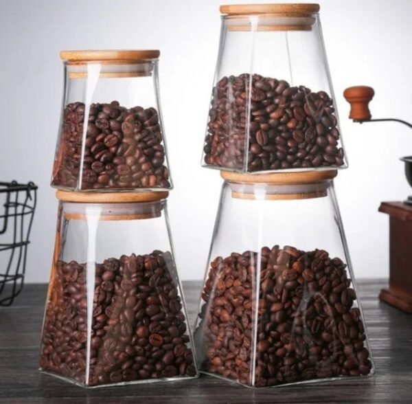 Borosilicate Glass Hand Made Transparent New Chinese Style Storage Jar Bamboo Lid Microwavable Airtight Eco-Friendly Food Grade