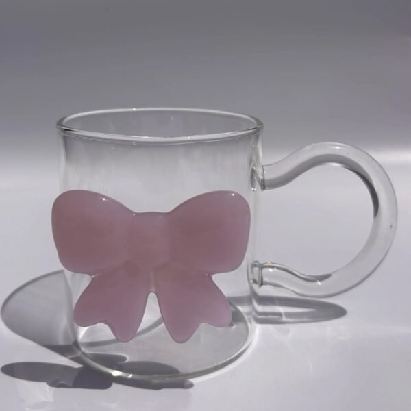 Bow Borosilicate Glass Heat-Resistant Large-Capacity Cartoon Animal Design Handle Lid Animal Cup Single-layer for Parties