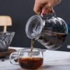 Factory Outlet Smoke Gray Stripe Coffee Maker Drip Iimited Hot Coffee Dripper Style Server Kettle 600ml Coffee Pot