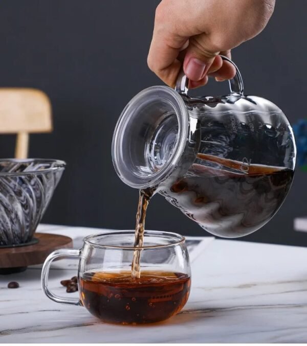Factory Outlet Smoke Gray Stripe Coffee Maker Drip Iimited Hot Coffee Dripper Style Server Kettle 600ml Coffee Pot