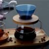 Single Serve Pour Over Coffee Dripper Service Coffee Kettle Hand Drip Coffee Filter Cup Set Brewing Wooden Base