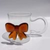 Bow Borosilicate Glass Heat-Resistant Large-Capacity Cartoon Animal Design Handle Lid Animal Cup Single-layer for Parties