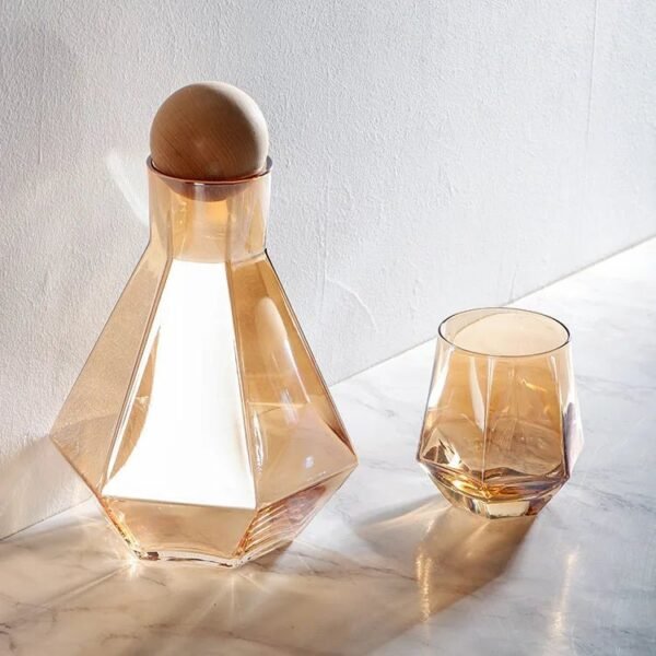 Glass Hexagonal Electroplated Colorful Cold Water Kettle Juice Pot Set Direct Drinking European Style Household Beverages No