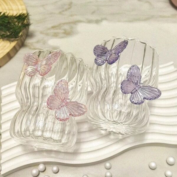 Hd351fb24da174661a30e42a027bdb766D.jpg Handmade 3D Butterfly Petal-Shape Borosilicate Glass Mug High-Temperature Resistant Solid Color Single-Layer Creative Coffee
