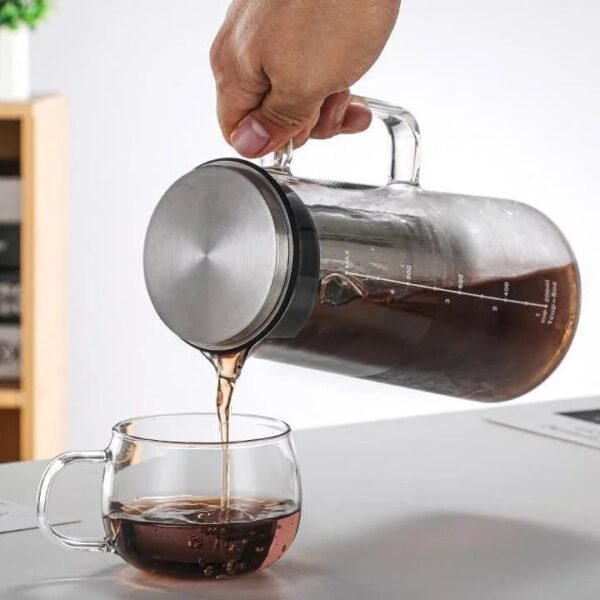 Slender Fashionable High Borosilicate Glass Coffee Pot Cold Kettle Stainless Steel Filter Large Capacity Exquisite Design