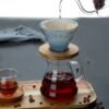 Single Serve Pour Over Coffee Dripper Service Coffee Kettle Hand Drip Coffee Filter Cup Set Brewing Wooden Base