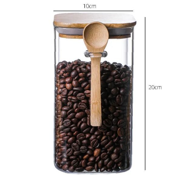 Glass Storage Jar with Wooden Lid Storage Bottles Kitchen Storage Tanks