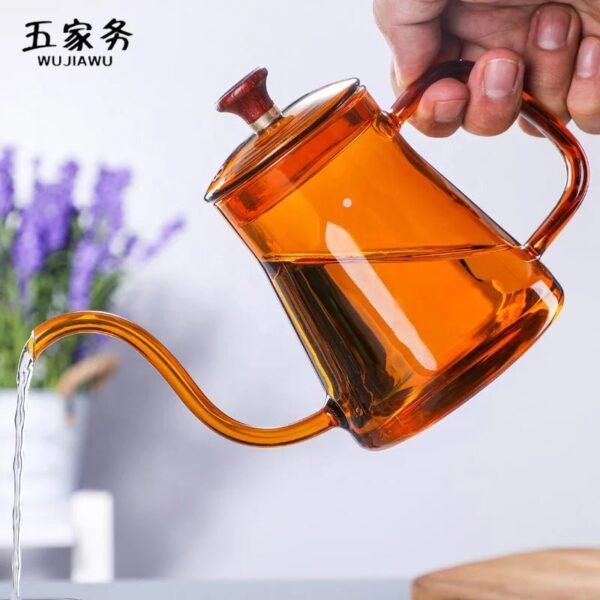 600ml Gooseneck Pour Over Coffee Kettle Tea Pot Long Spout Glass Drip Coffee Kettle Pot