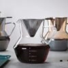Modern Design Eco-Friendly High Borosilicate Glass Coffee Pot Pot Cover 304 Stainless Steel Filter Composite Hand Grip Oven Safe