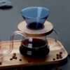 Single Serve Pour Over Coffee Dripper Service Coffee Kettle Hand Drip Coffee Filter Cup Set Brewing Wooden Base