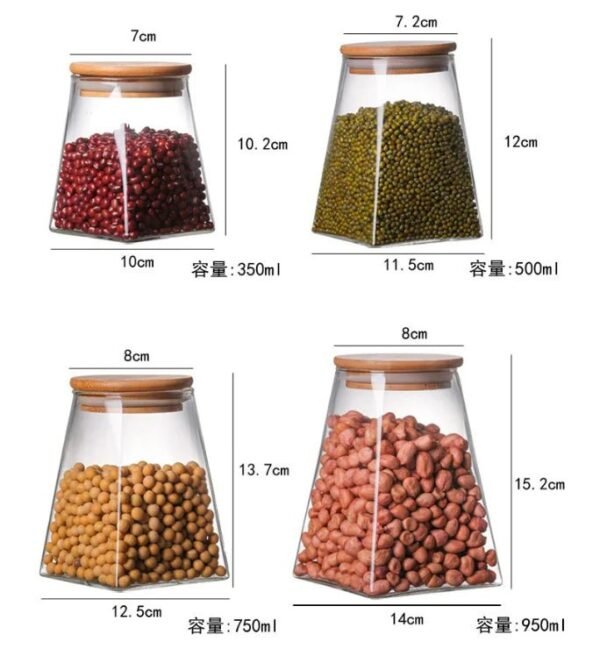 Borosilicate Glass Hand Made Transparent New Chinese Style Storage Jar Bamboo Lid Microwavable Airtight Eco-Friendly Food Grade