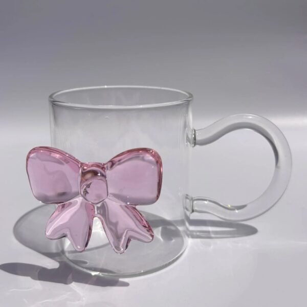 Bow Borosilicate Glass Heat-Resistant Large-Capacity Cartoon Animal Design Handle Lid Animal Cup Single-layer for Parties