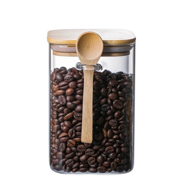 Glass Storage Jar with Wooden Lid Storage Bottles Kitchen Storage Tanks