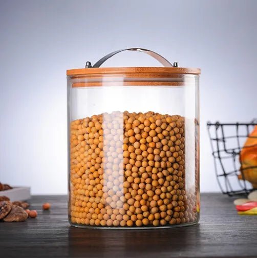 Big Size Transparent Hermetic Glass Storage Jar with Lid and Handle 4000ml